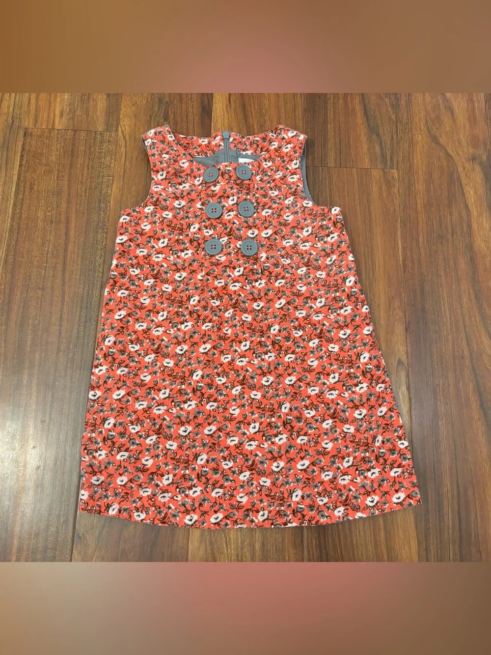 Mini Boden pink floral corduroy sleeveless dress